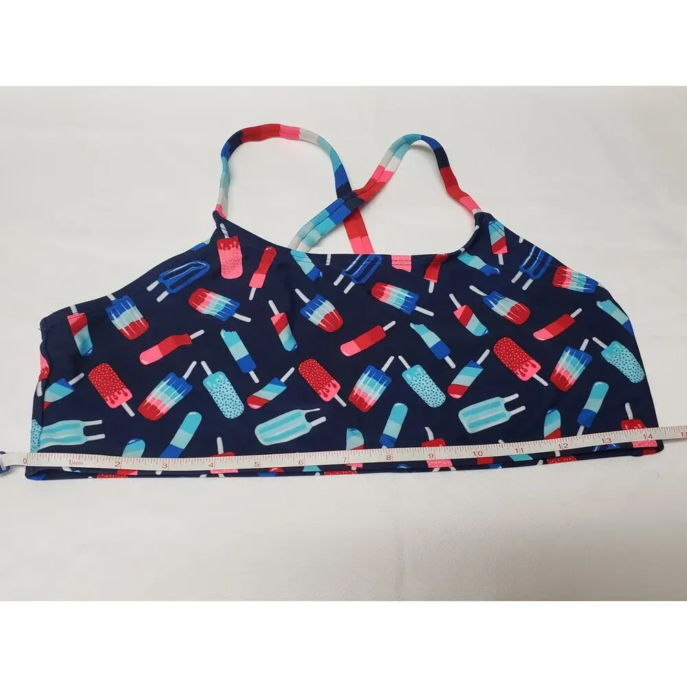 Wonder National Red & Blue Patriotic Popsicle Bikini Swim Suit Top